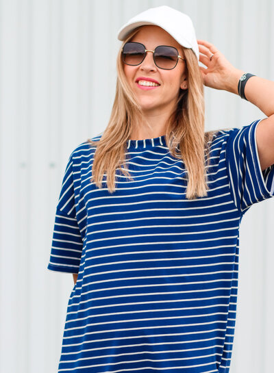 Swafing blauw summer stripe Tee - tricot