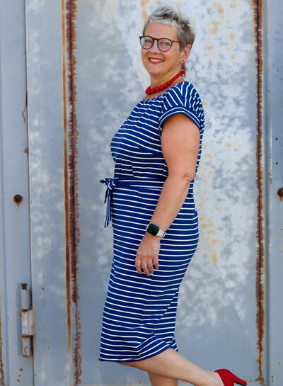 Swafing blauw summer stripe Tee - tricot