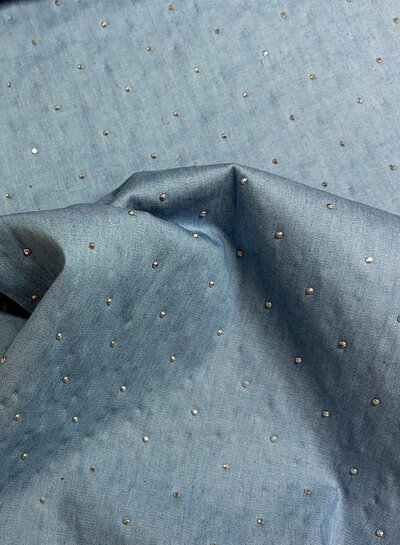 light blue denim - cotton with studs