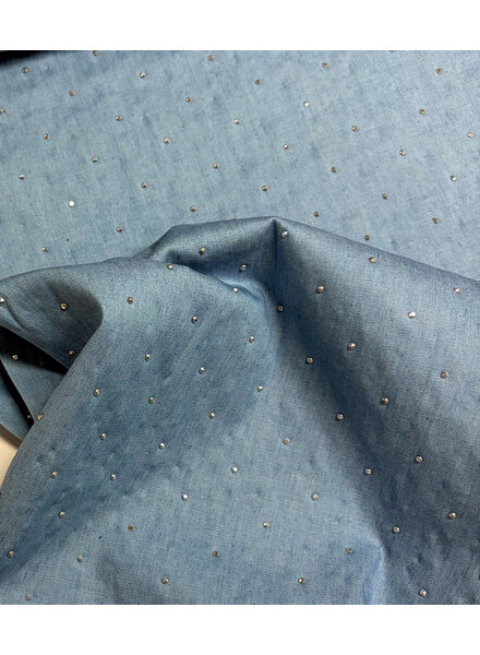light blue denim - cotton with studs