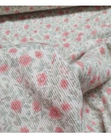 Swafing mint en roze bloemen - geribbelde tricot