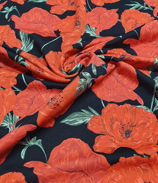 red roses on black - french terry
