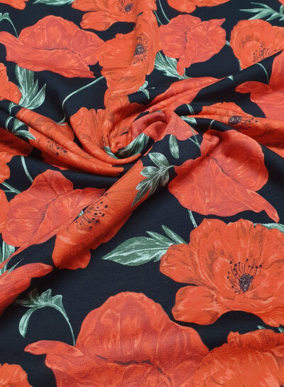 red roses on black - french terry
