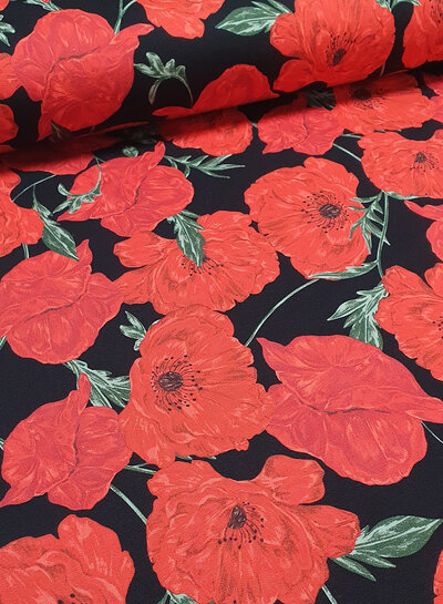 red roses on black - french terry