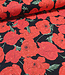 rode rozen op zwart - french terry