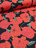red roses on black - french terry
