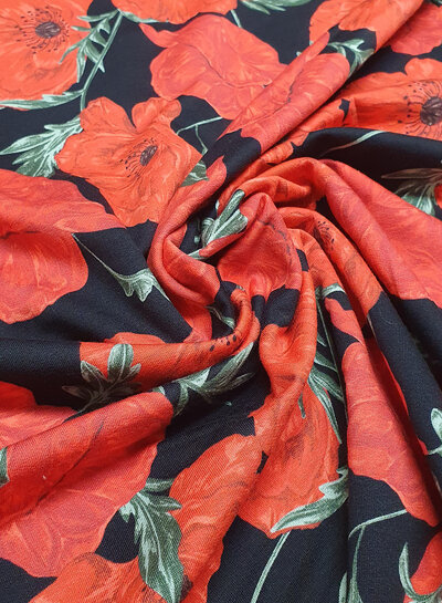 red roses on black - french terry