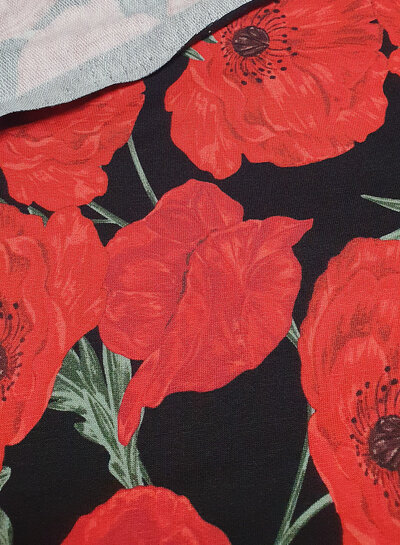 red roses on black - french terry