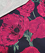 fuchsia rozen op navy - french terry
