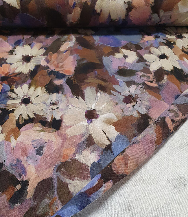 violet blurred flowers - french terry