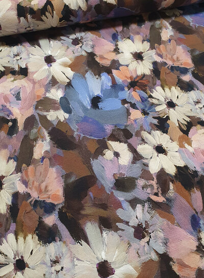 violet blurred flowers - french terry