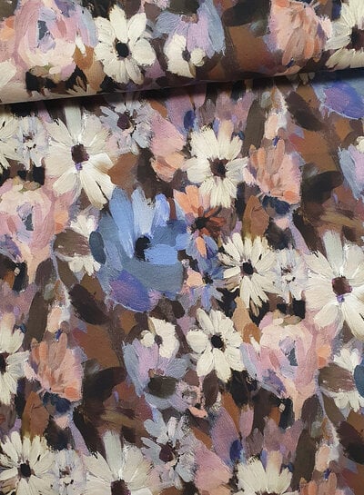 violet blurred flowers - french terry