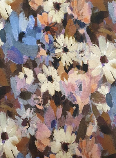 violet blurred flowers - french terry