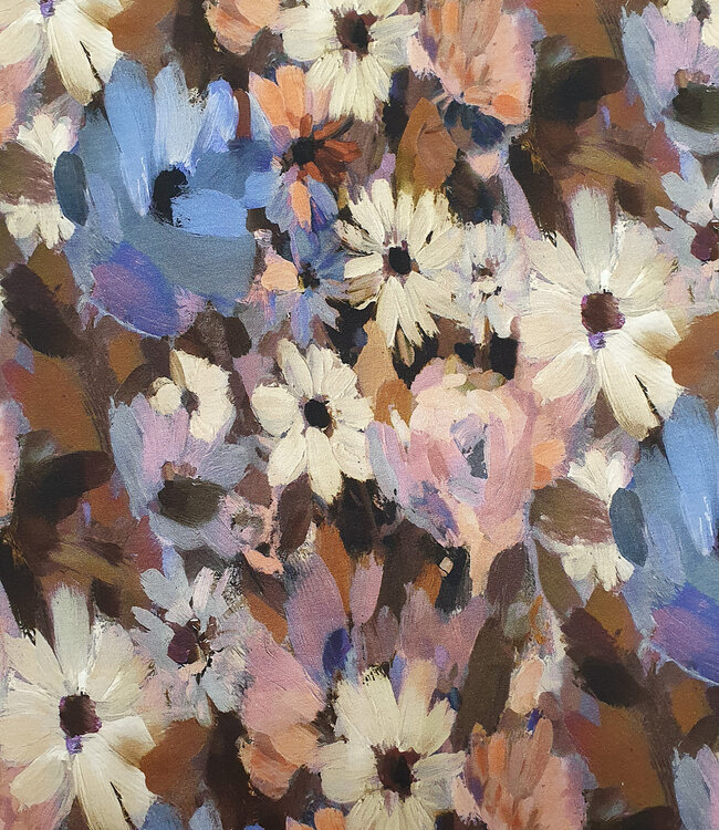 violet blurred flowers - french terry