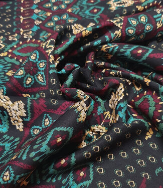 retro aztec print - viscose met lichte stretch