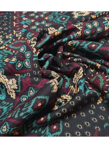 retro aztec print - viscose met lichte stretch