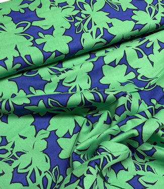 Poppy fabrics blauw/groen bloemen - katoen