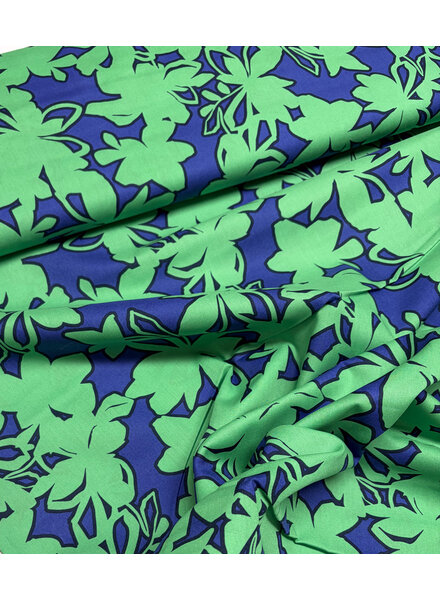 Poppy fabrics blue/green flowers - cotton