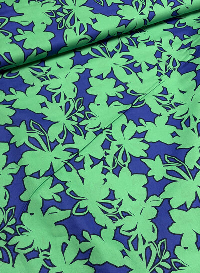 Poppy fabrics blue/green flowers - cotton
