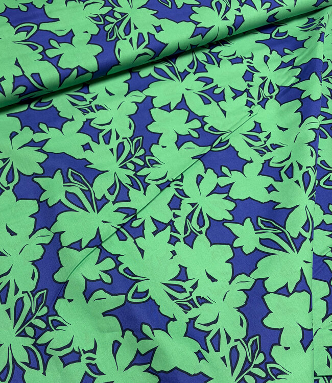 Swafing blauw/groen bloemen - katoen