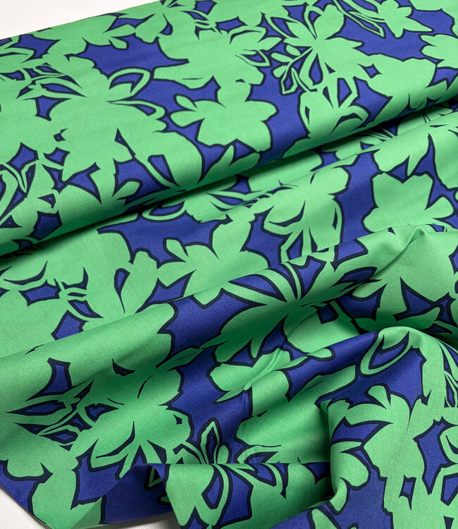 Swafing blauw/groen bloemen - katoen
