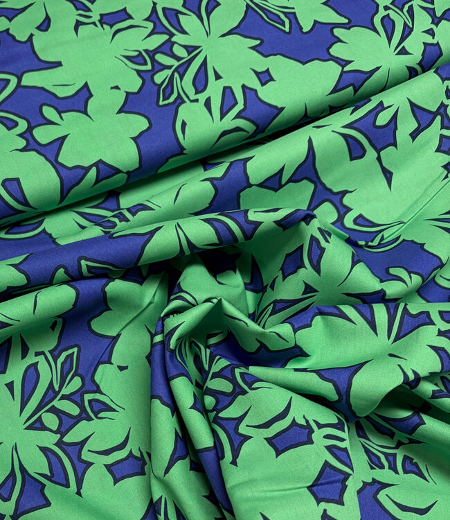 Swafing blauw/groen bloemen - katoen