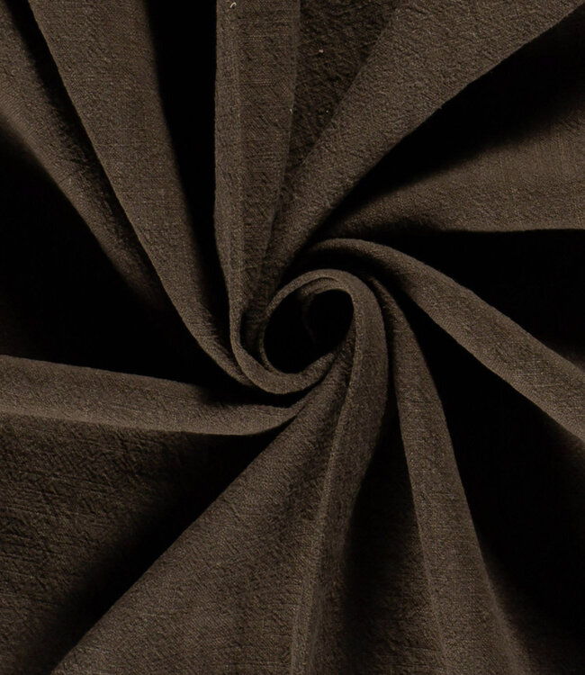 Donkerbruin - stonewashed linnen