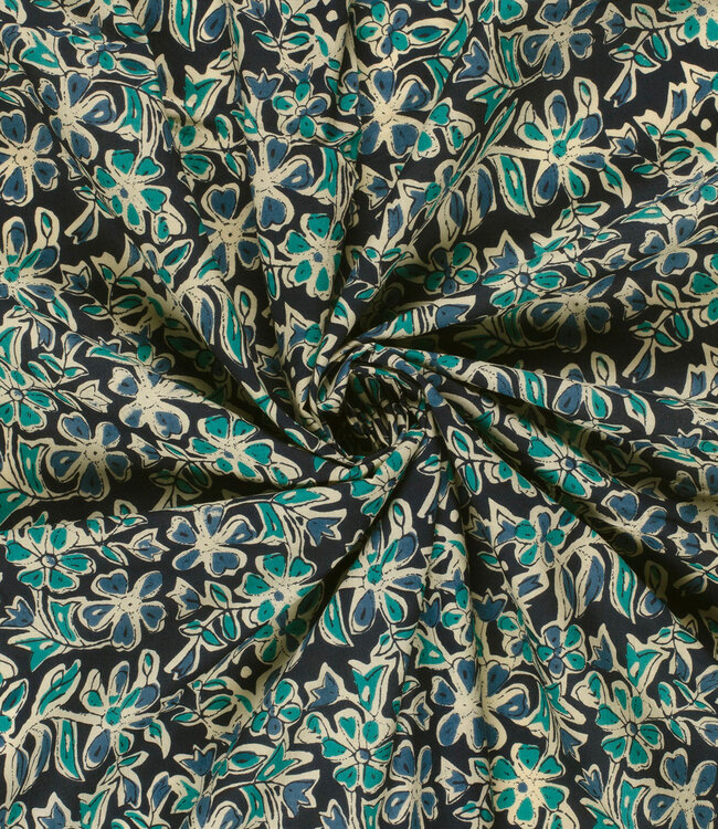 indigo bloemen - katoen
