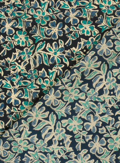 indigo bloemen - katoen