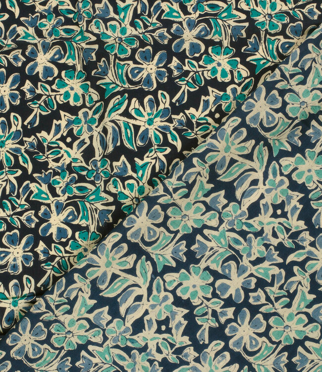indigo bloemen - katoen