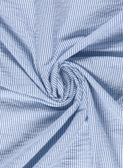 blauw streepjes - seersucker