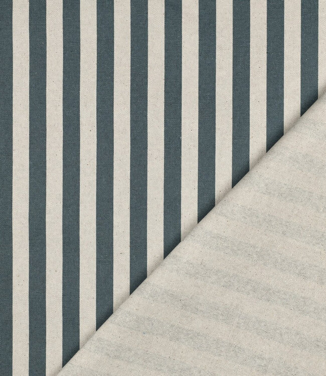 blauw met strepen - canvas linnenlook - waterafstotend