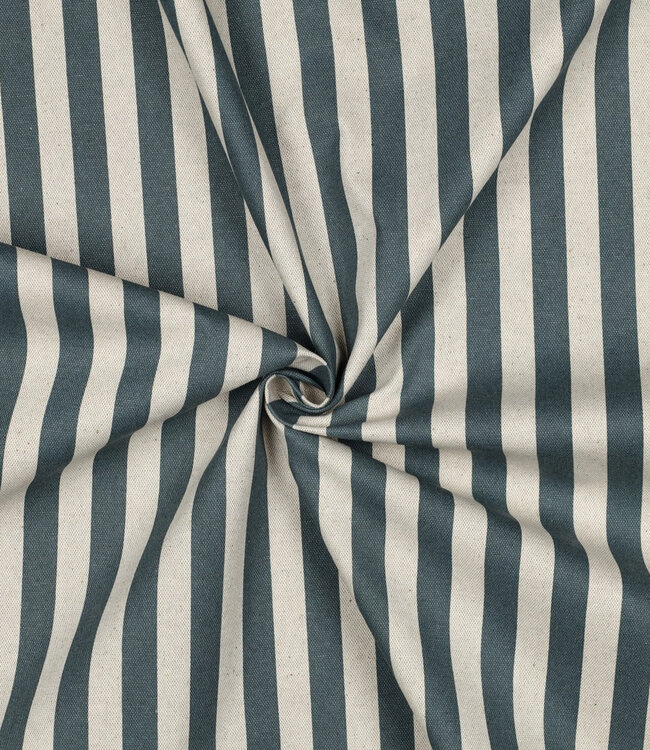 blauw met strepen - canvas linnenlook - waterafstotend