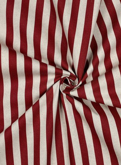 rood met strepen - canvas linnenlook - waterafstotend