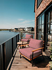 rood met strepen - canvas linnenlook - waterafstotend