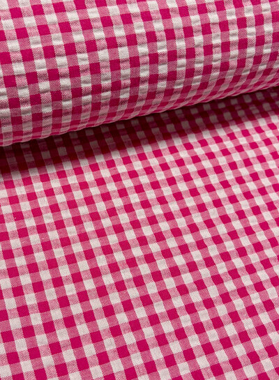 roze vichy ruitjes - seersucker