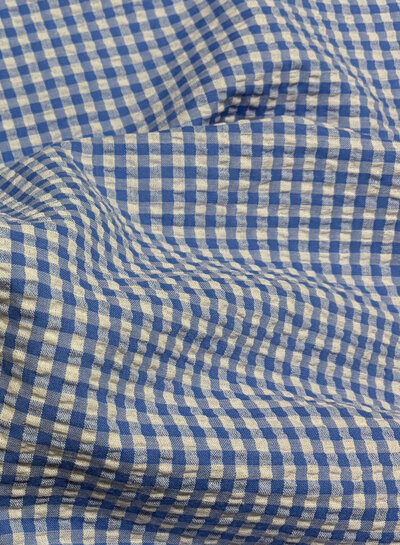 blauw vichy ruitjes - seersucker