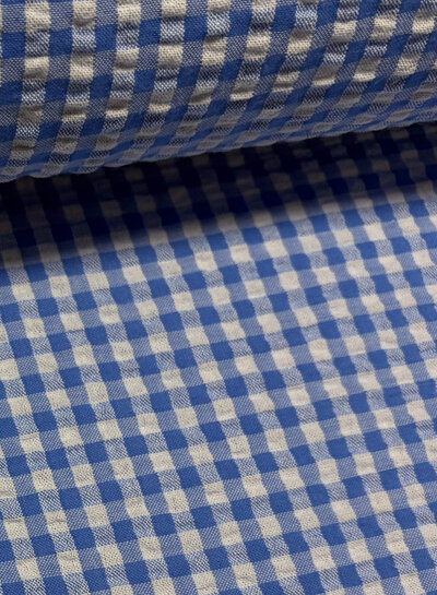 blauw vichy ruitjes - seersucker