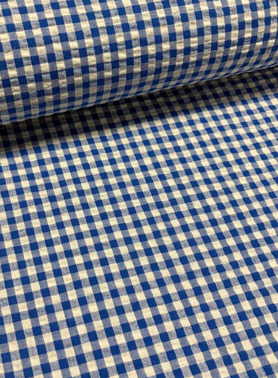 kobalt vichy ruitjes - seersucker