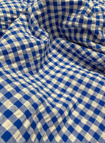 kobalt vichy ruitjes - seersucker