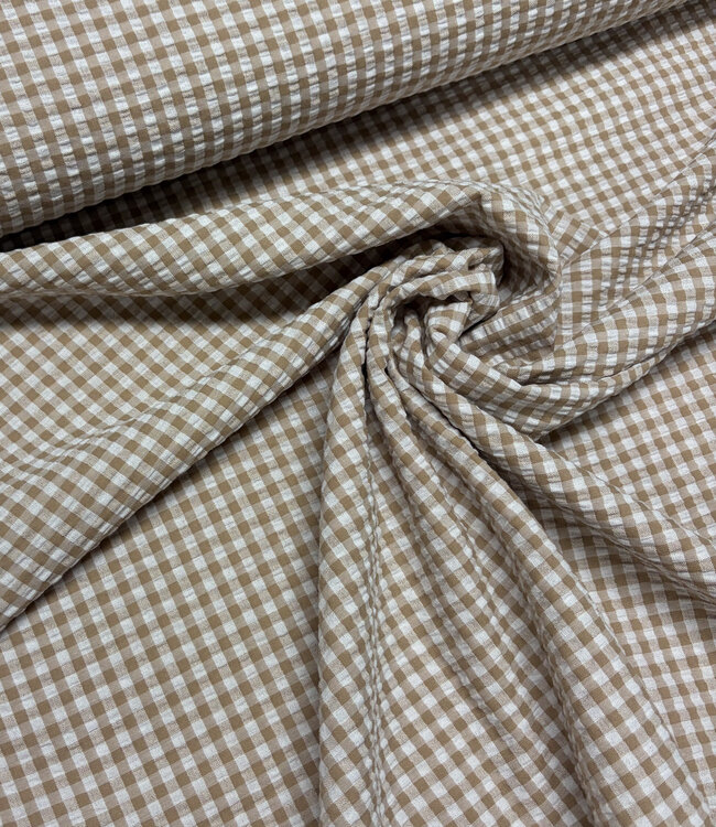 beige vichy ruitjes - seersucker