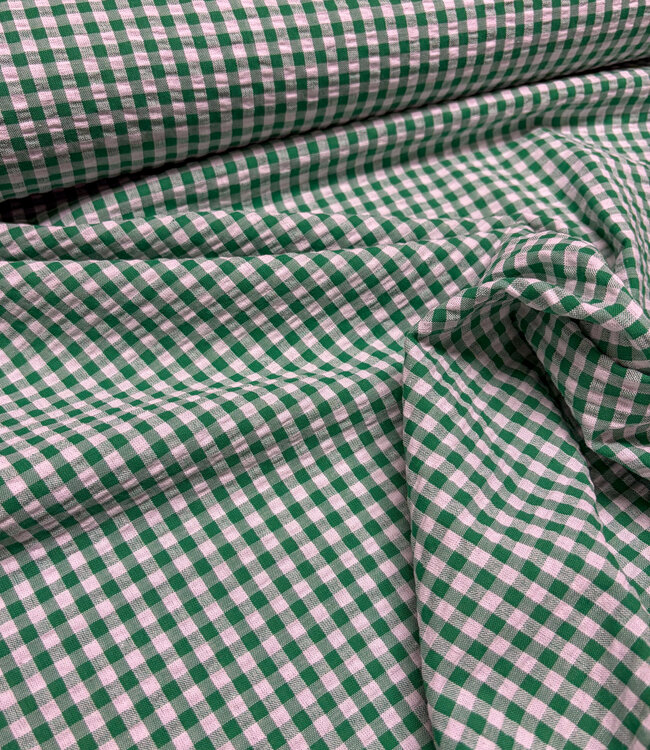 green vichy checks - seersucker