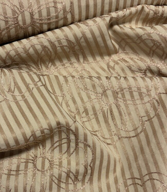 beige stripes with embroidered flower - seersucker