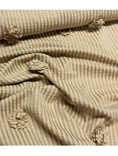 beige strepen met 3D bloem - seersucker