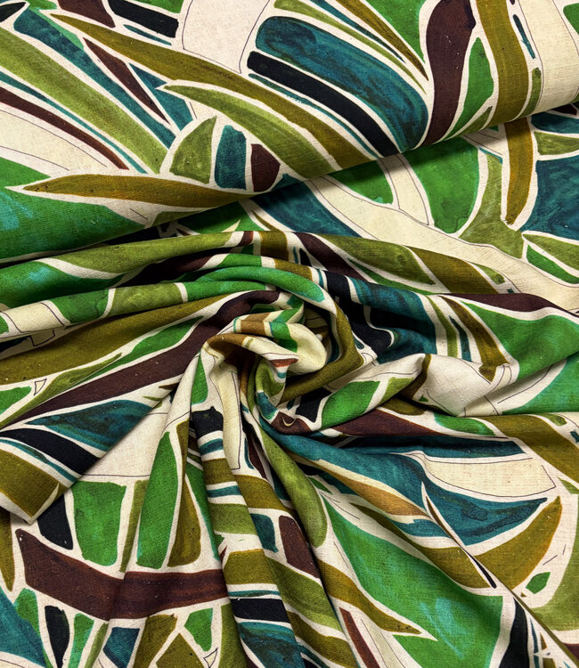 rio palmtrees - linen viscose