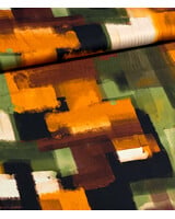 groen roest abstracte print - viscose satijn