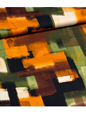 groen roest abstracte print - viscose satijn