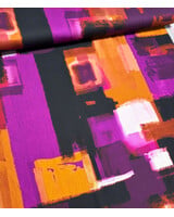 aubergine roest abstracte print - viscose satijn