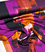 aubergine rust abstract print - viscose satin