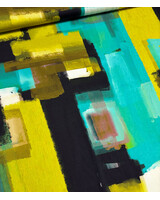 aqua limoen abstracte print - viscose satijn